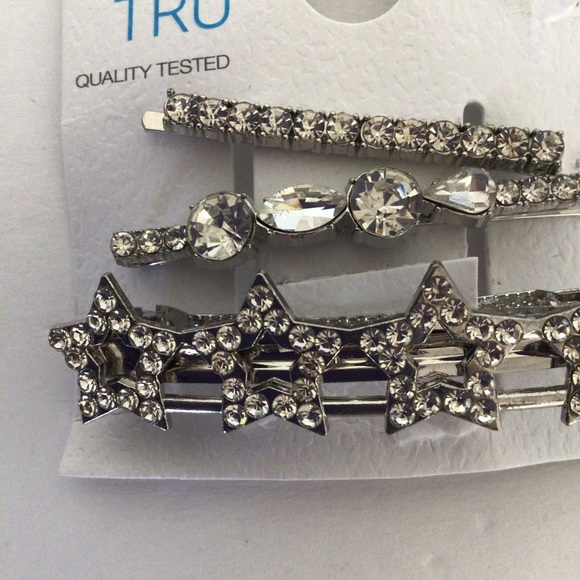 RHINESTONE HAIR CLIPS NWT SET of  THREE NWT - Picture 4 of 6